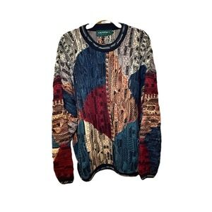 Tundra Coogi Style Men's 3D Knit Sweater Size 2X Multi Colors 90s